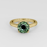 1.60 Ct. Bluish Green Sapphire Ring, 18K Yellow Gold 1