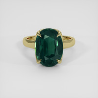 8.05 Ct. Bluish Green Sapphire Ring, 18K Yellow Gold 1