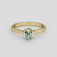 0.73 Ct. Bluish Green Sapphire Ring, 18K Yellow Gold 1