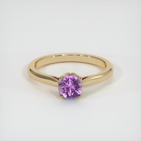 0.64 Ct. Pinkish Purple Sapphire Ring, 18K Yellow Gold 1