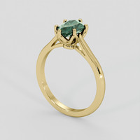 1.23 Ct. Bluish Green Sapphire Ring, 18K Yellow Gold 2