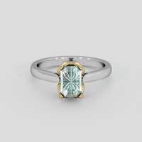 2.15 Ct. Bluish Green Sapphire Ring, 18K Yellow & White 1