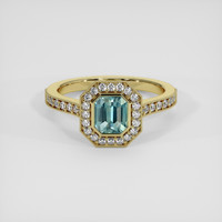 1.03 Ct. Bluish Green Sapphire Ring, 18K Yellow Gold 1