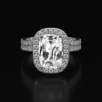 3.29 Ct. White Sapphire Ring, Platinum 950 1