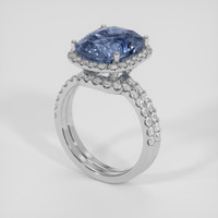 6.02 Ct. Greyish Blue Sapphire Ring, 18K White Gold 2