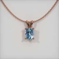 0.70 Ct. Greenish Blue Sapphire Pendant, 14K Rose Gold 1