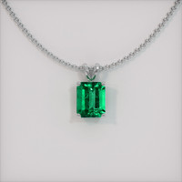 3.06 Ct. Emerald Pendant, 18K White Gold 1