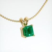 0.65 Ct. Emerald Pendant, 18K Yellow Gold 2
