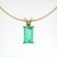 1.00 Ct. Emerald Pendant, 18K Yellow Gold 1