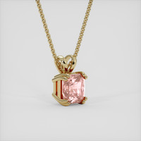 1.22 Ct. Peach Sapphire Pendant, 18K Yellow Gold 2