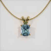 0.92 Ct. Greenish Blue Sapphire Pendant, 18K Yellow Gold 1