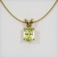 0.76 Ct. Greenish Yellow Sapphire Pendant, 18K Yellow Gold 1