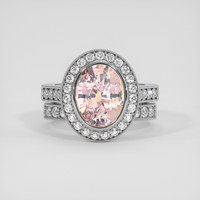 4.13 Ct. Padparadscha Sapphire Ring, 18K White Gold 1