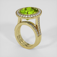 8.39 Ct. Green Peridot Ring, 18K Yellow Gold 2