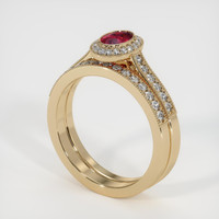 0.43 Ct. Ruby Ring, 18K Yellow Gold 2