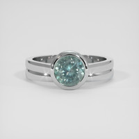 1.40 Ct. Greenish Blue Sapphire Ring, 18K White Gold 1