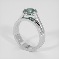 1.40 Ct. Greenish Blue Sapphire Ring, 18K White Gold 2