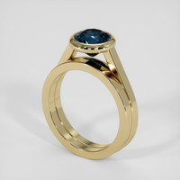 2.08 Ct. Greenish Blue Sapphire Ring, 14K Yellow Gold 2