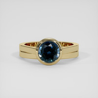 2.08 Ct. Greenish Blue Sapphire Ring, 18K Yellow Gold 1