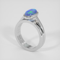 1.14 Ct. Multi Color Opal Ring, Silver 2