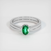 0.44 Ct. Emerald Ring, 18K White Gold 1