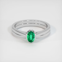 0.37 Ct. Emerald Ring, 18K White Gold 1