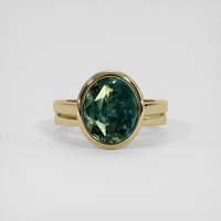 7.02 Ct. Bluish Green Sapphire Ring, 14K Yellow Gold 1
