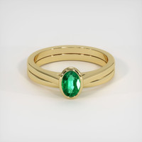 0.44 Ct. Emerald Ring, 18K Yellow Gold 1
