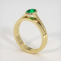 0.44 Ct. Emerald Ring, 18K Yellow Gold 2