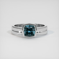 1.37 Ct. Greenish Blue Sapphire Ring, Platinum 950 1