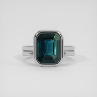 5.25 Ct. Bluish Green Sapphire Ring, Platinum 950 1
