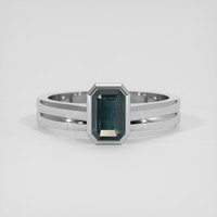 1.60 Ct. Bluish Green Sapphire Ring, 14K White Gold 1