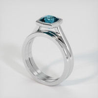 1.37 Ct. Greenish Blue Sapphire Ring, 18K White Gold 2