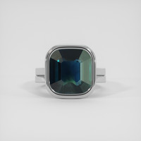9.02 Ct. Bluish Green Sapphire Ring, 18K White Gold 1