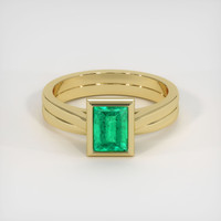 0.93 Ct. Emerald Ring, 18K Yellow Gold 1