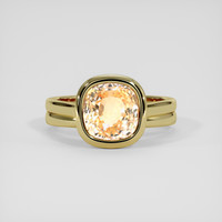 4.56 Ct. Peach Sapphire Ring, 18K Yellow Gold 1