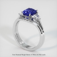 2.96 Ct. Blue Sapphire Ring, Platinum 950 2