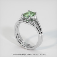 1.36 Ct. Green Sapphire Ring, Platinum 950 2