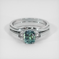 0.88 Ct. Bluish Green Sapphire Ring, Platinum 950 1