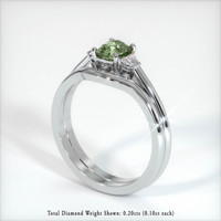 1.06 Ct. Yellowish Green Sapphire Ring, Platinum 950 2