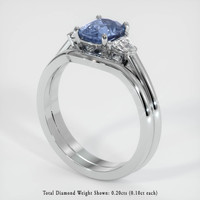0.89 Ct. Blue Sapphire Ring, 14K White Gold 2