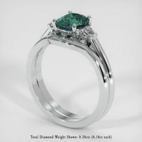 0.88 Ct. Bluish Green Sapphire Ring, 14K White Gold 2