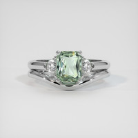 1.36 Ct. Green Sapphire Ring, 18K White Gold 1