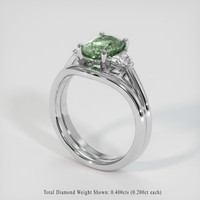 1.61 Ct. Green Sapphire Ring, 18K White Gold 2