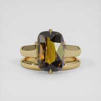 8.35 Ct. Greenish Brown Chrysoberyl Ring, 14K Yellow Gold 1