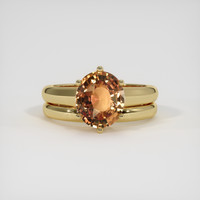 3.11 Ct. Orangish Brown Sapphire Ring, 14K Yellow Gold 1