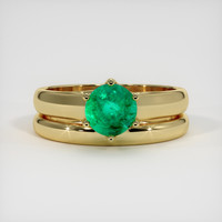 0.87 Ct. Emerald Ring, 18K Yellow Gold 1