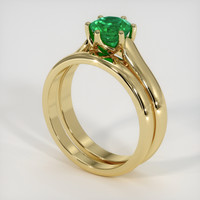 0.87 Ct. Emerald Ring, 18K Yellow Gold 2