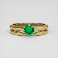 0.34 Ct. Emerald Ring, 18K Yellow Gold 1