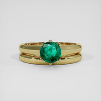 0.74 Ct. Emerald Ring, 18K Yellow Gold 1